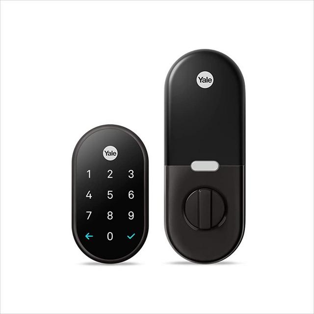 Google Nest x Yale Lock - Tamper Proof Smart Lock for Keyless Entry - Keypad Deadbolt Lock for Front Door - Works with Nest Secure Alarm System - Black Suede