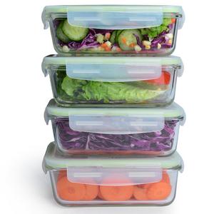 [4-Pack] Glass Meal Prep Containers - Food Prep Containers with Lids Meal Prep - Food Storage Containers Airtight - Lunch Containers Portion Control Containers - BPA Free Container [28 ounce]