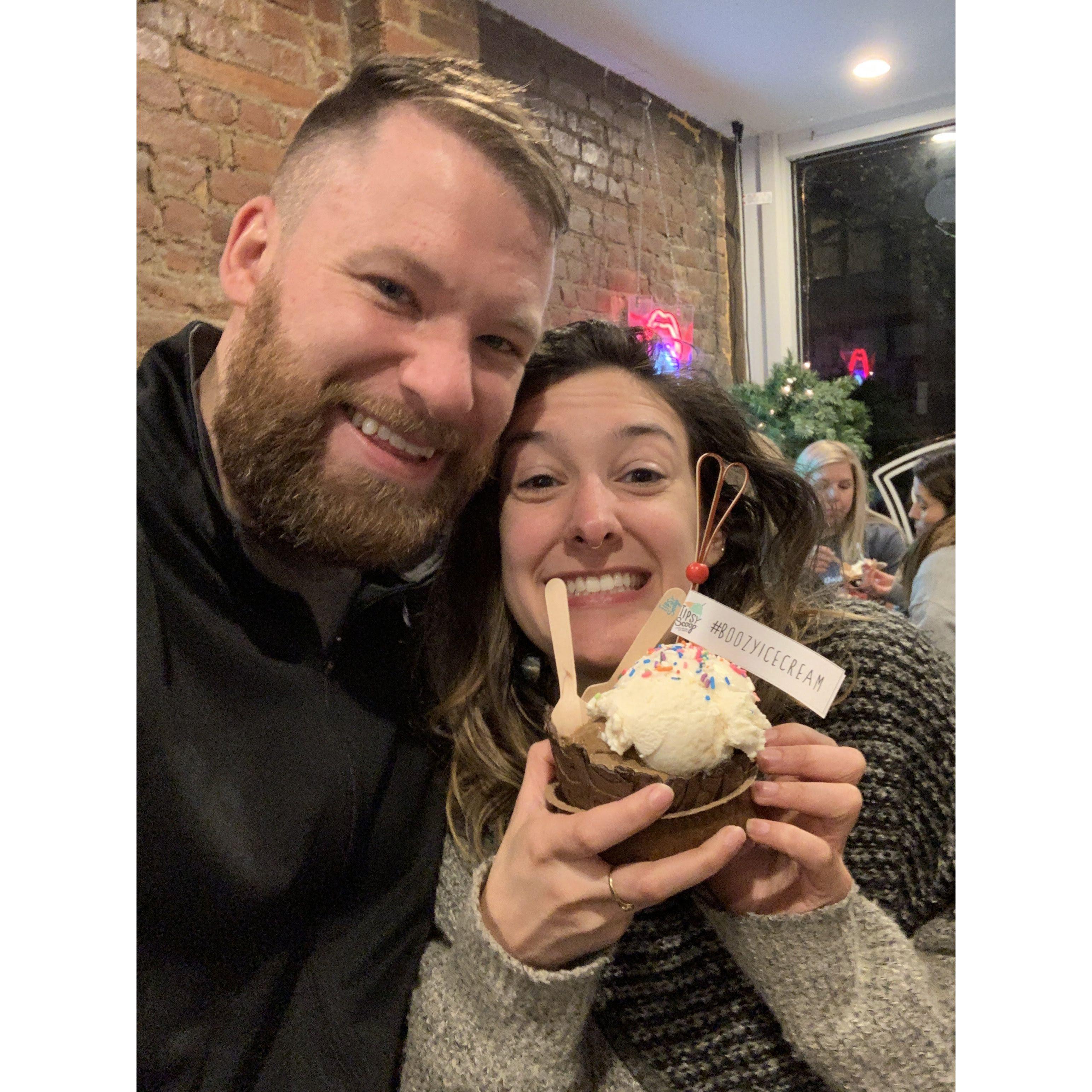 Getting Andy's favorite treat - ICE CREAM - at a shop near where Lauren lived at the time, in Gramercy.