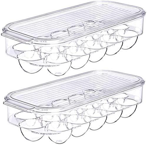 blitzlabs Refrigerator Egg Holder Stackable Egg Storage Box Coverd Egg Tray Egg Organizer Container Bins Egg Storage With Lid, Fridge Portable Egg Case, Set of 2