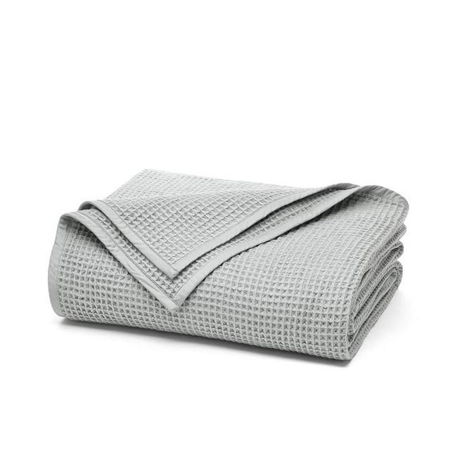 BOLL & BRANCH Waffle Bed Blanket – Luxurious 100% Organic Cotton Bedding – Soft, Lightweight and Breathable – Plush and Springy Waffle Weave Design – Shore, FULL/QUEEN