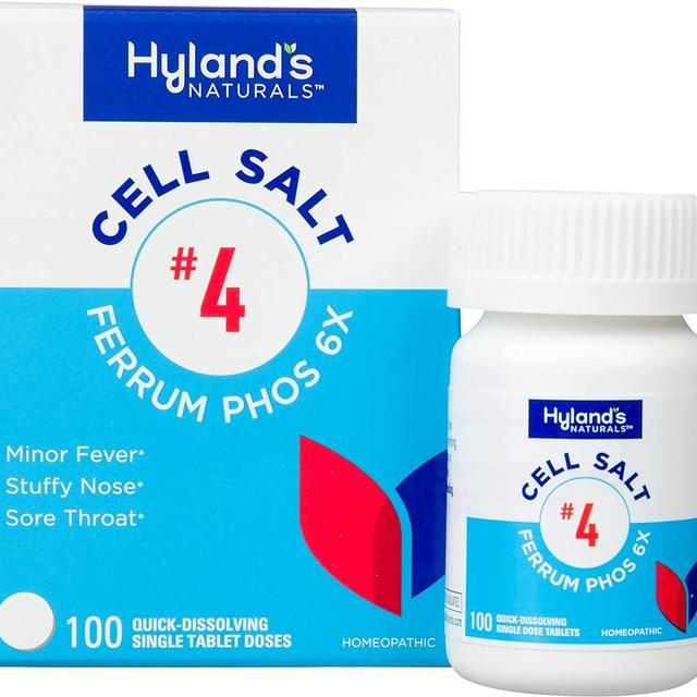Hyland's Naturals No. 4 Cell Salt Ferrum Phos 6X Tablets, Decongestant and Sinus Relief, Inflammation Supplement, Natural Relief of Cold and Fever Symptoms, Quick Dissolving Tablets, 100 Count