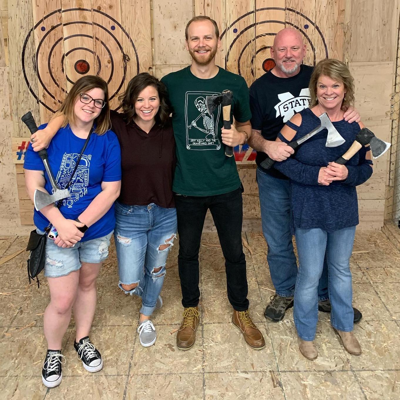 Ax throwing with Val's family in Indy, September 2019
