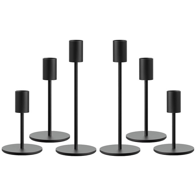 FSyueyun Black Candle Holder Taper Candle Holders, Set of 6 Candle Stick Holders Decor for Mantel Table Centerpiece, Used for Wedding, Dinning, Housewarming Gift