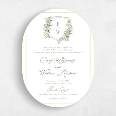 Purple Oval Wedding Invitation - Speranza Classic Foil