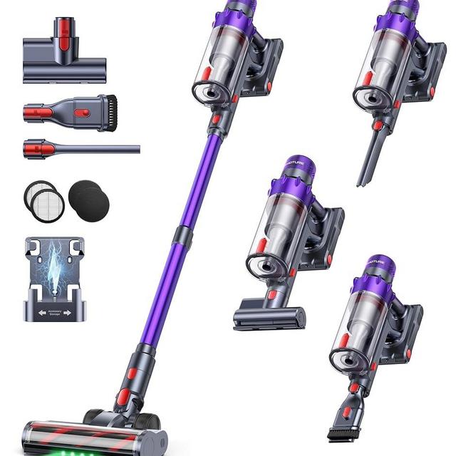 SMOTURE Cordless Vacuum Cleaner, 600W 50KPA 65Mins Vacuum Cleaners for Home, Cordless Stick Vacuum with LED Touch Screen, Anti-Tangle Wireless Vacuum, Handheld Vacuum for Pet Hair/Carpet/Floor