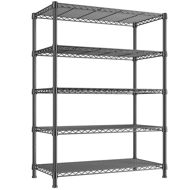REIBII Storage Shelves 71" H Tall Wire Shelving Unit Sturdy Metal Shelves Adjustable Wide Pantry Shelves 5 Tier Deep Heavy Duty Metal Shelving Load 1500LBS,Dorm Room Essentials Dorm Storage Rack