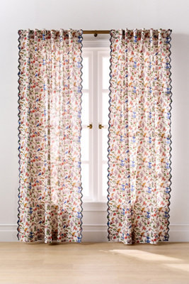 Alina Cotton Printed Floral Scalloped Curtain