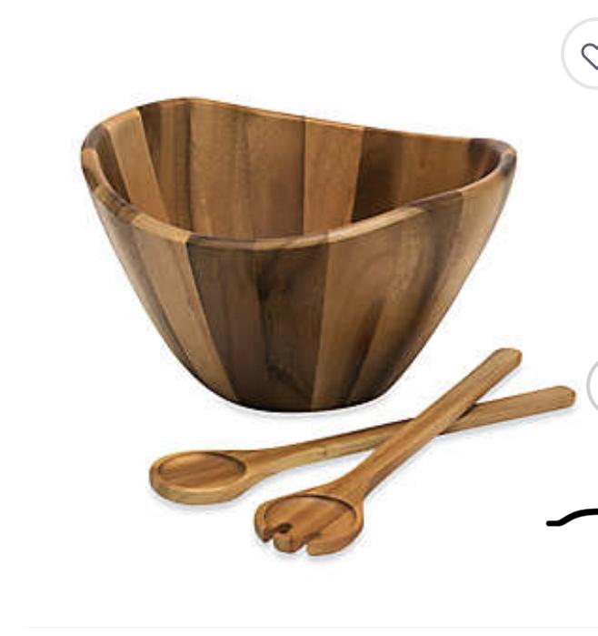 Lipper International 3-Piece Acacia Wave Bowl with Servers