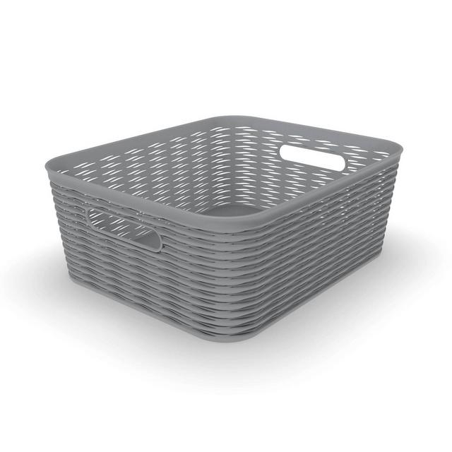 11L Medium Wave Design Storage Bin Gray - Room Essentials™