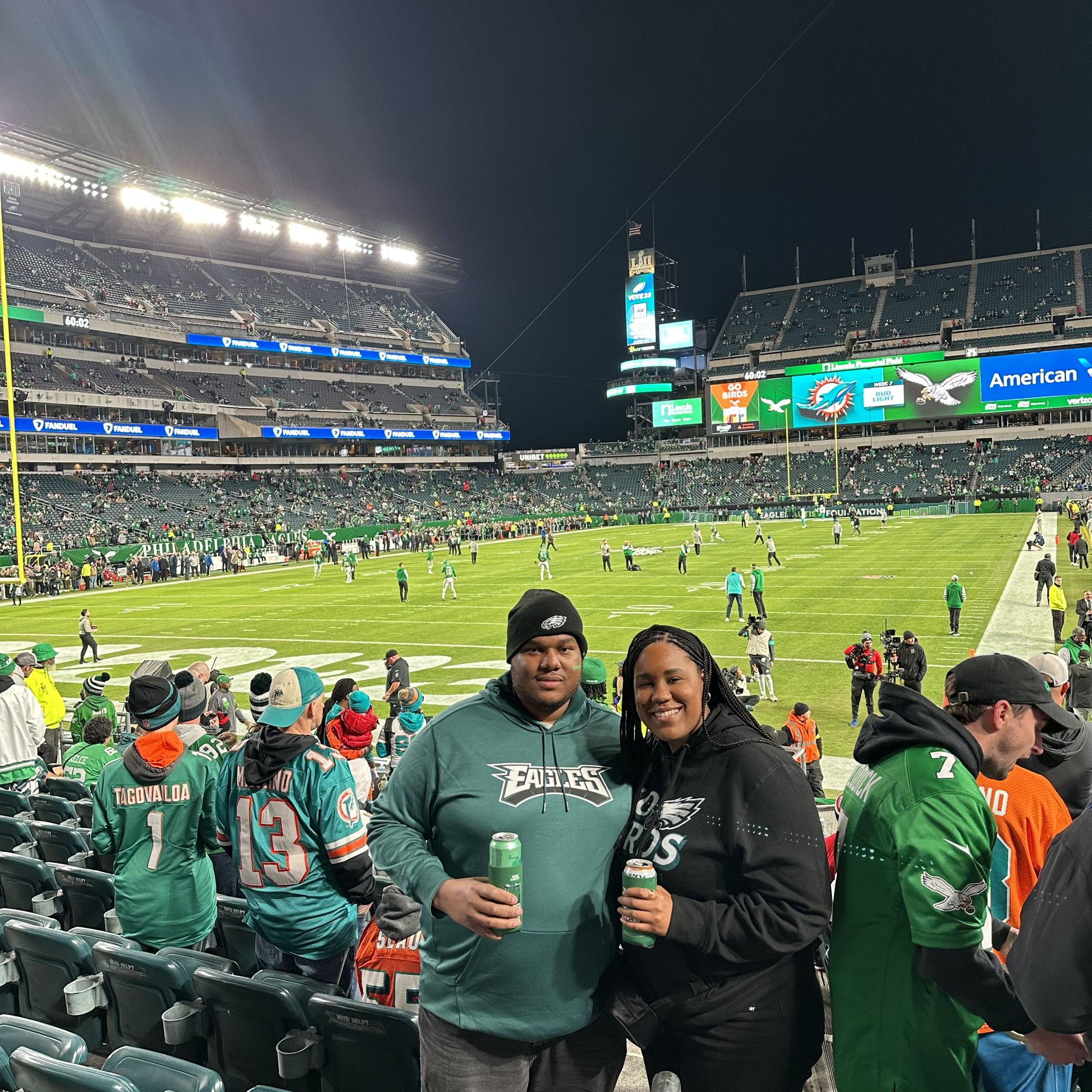 For Cameron’s 30th birthday, Rianah surprised him with tickets to a Philadelphia Eagles game to celebrate.