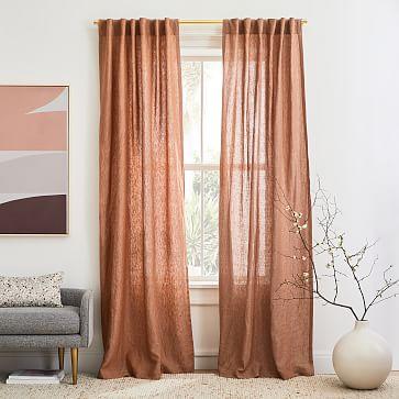European Flax Linen Melange Curtain - Terracotta