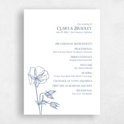 White Wedding Program - Flora