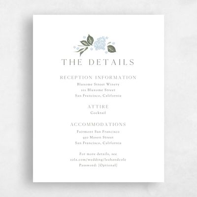 Blue Floral Wedding Enclosure - Colette