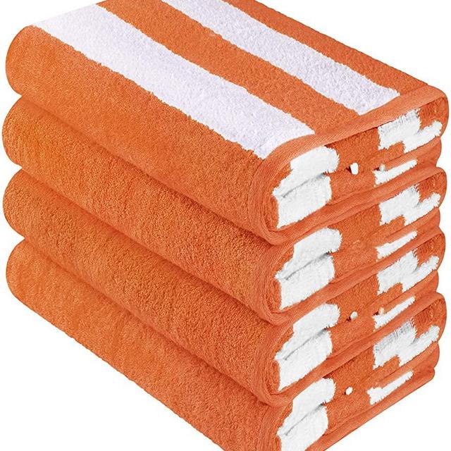 Utopia Towels Cabana Stripe Beach Towels, Orange, (30 x 60 Inches) - 100% Ring Spun Cotton Large Pool Towels, Soft and Quick Dry Swim Towels (Pack of 4)