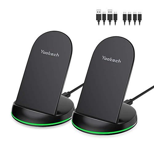 Yootech [2 Pack] Wireless Charger Qi-Certified 10W Max Wireless Charging Stand, Compatible with iPhone 11/11 Pro/11 Pro Max/Xs MAX/XR/XS/X/8, Galaxy Note 10/S10 Plus/S10E(With 4 USB C Cable)