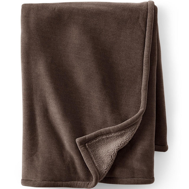 Lands' End Chenille High Pile Throw Blanket - 50x60 inches - Rich Coffee
