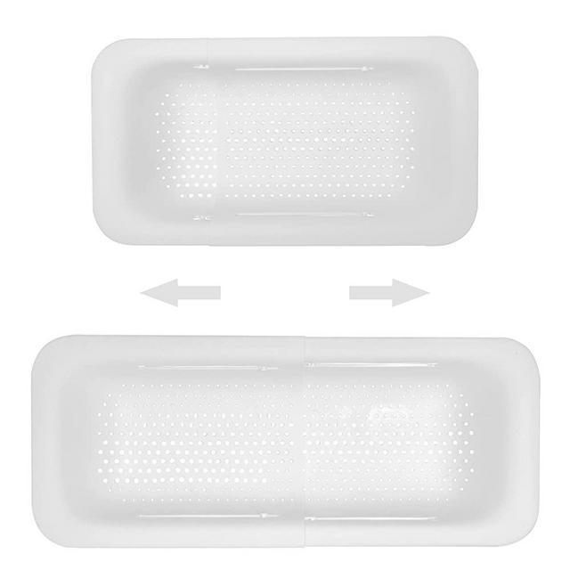 Expandable Colander Collapsible Strainer Basket, Over the Sink Strainer for Kitchen, Multifunctional Plastic Colander for Pasta Dishes Bowls, MUZPZ Adjustable Fruits Vegetables Drain Basket (White)