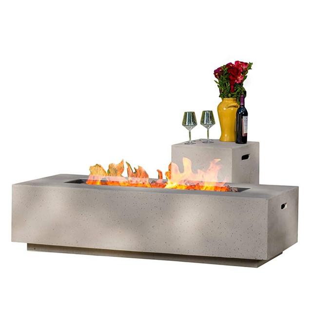 Christopher Knight Home 296666 Aidan Jaxon Outdoor Fire Table with Lava Rocks & Tank Holder Grey, Light Gray