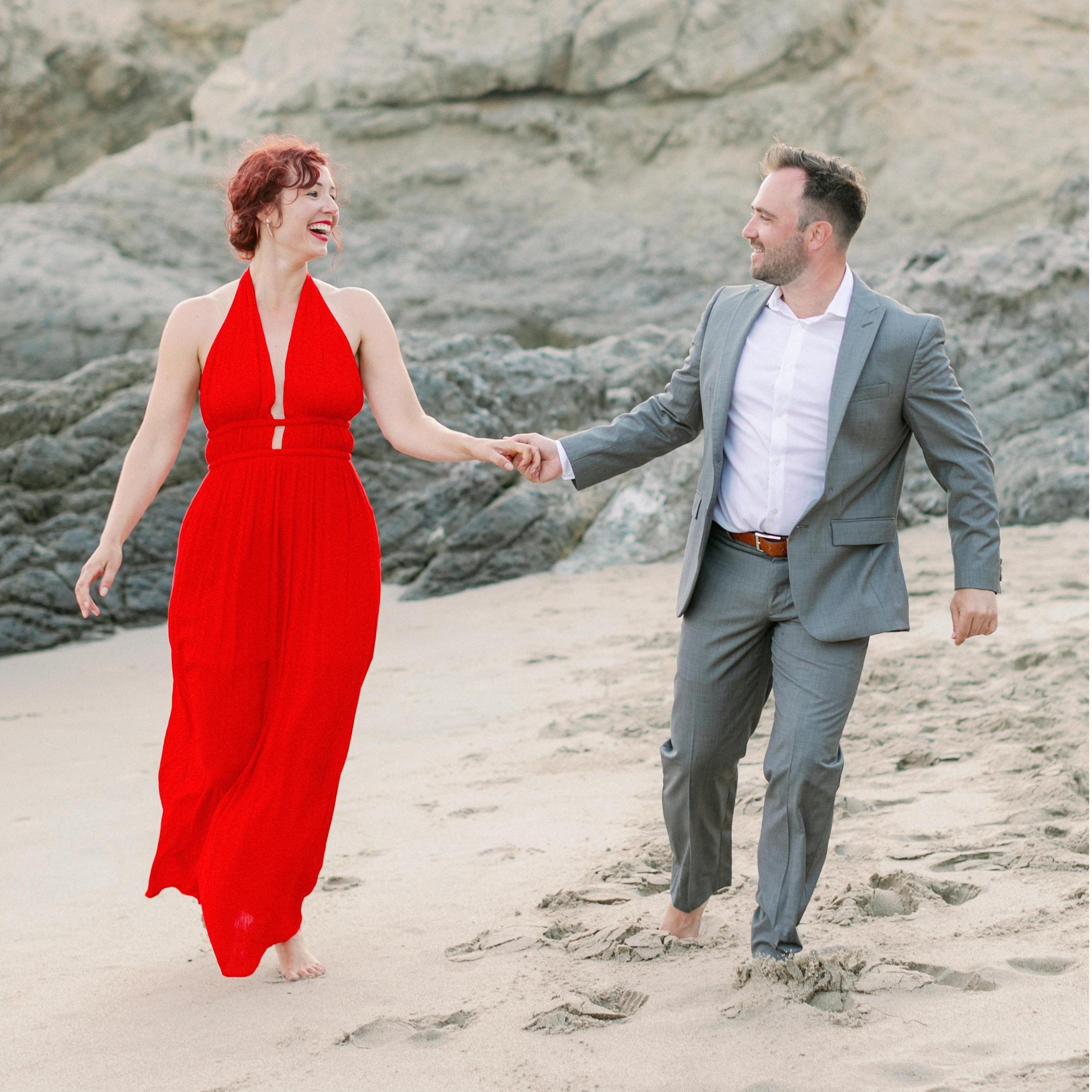 We celebrated our original wedding date that we postponed by having a photo session in Malibu with our photographer. It was beautiful!