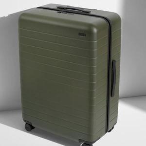 Away Large Checked Suitcases in Olive Green