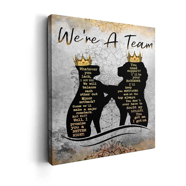 Kasluolo Lions Picture Wall Decor The Lion King and Queen with Crown Wall Art Inspirational Quotes Canvas Print Painting Wall Décor for Bathroom Bedroom Office Framed Artwork 16x20 inch