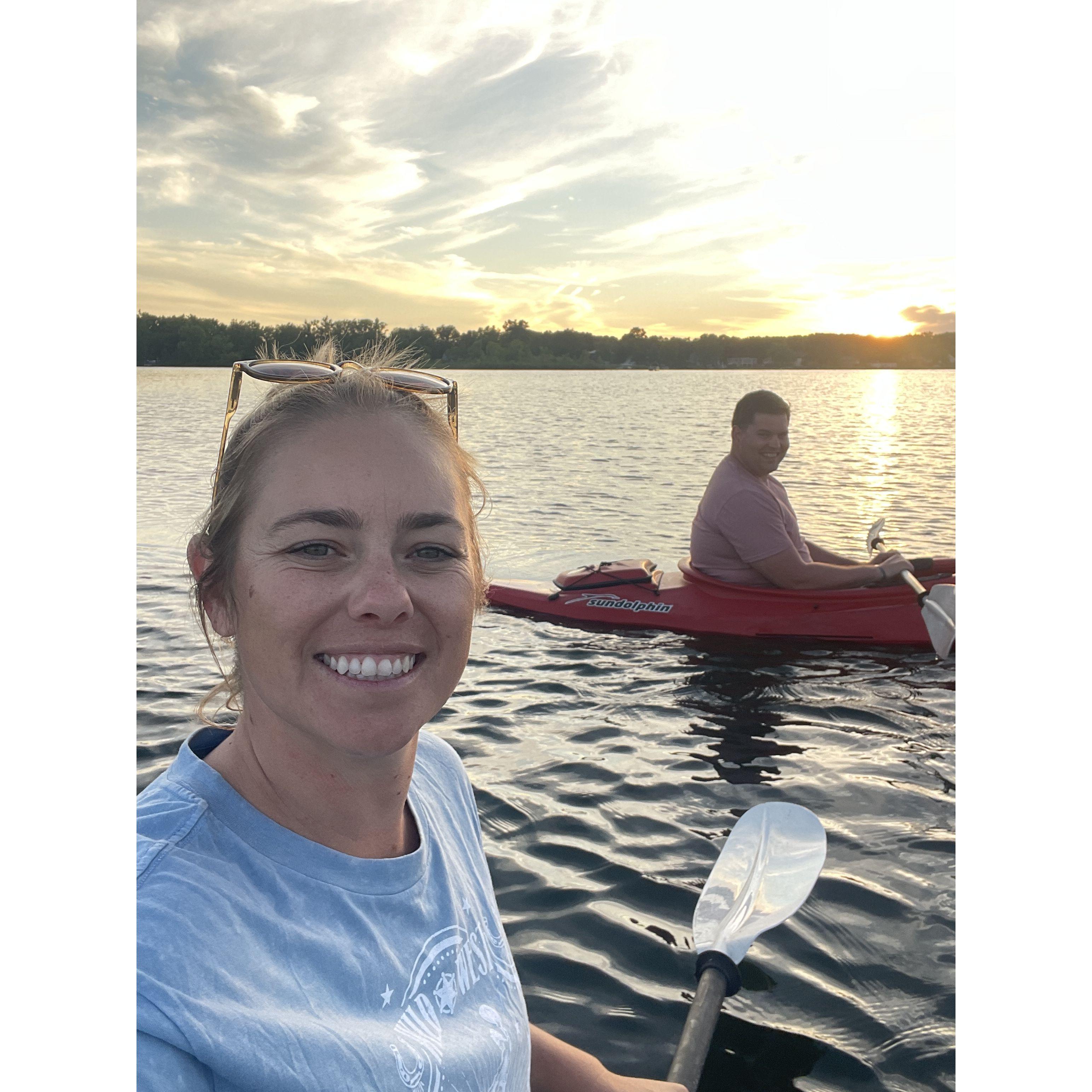 Kayaking on Evan's lake in Michigan