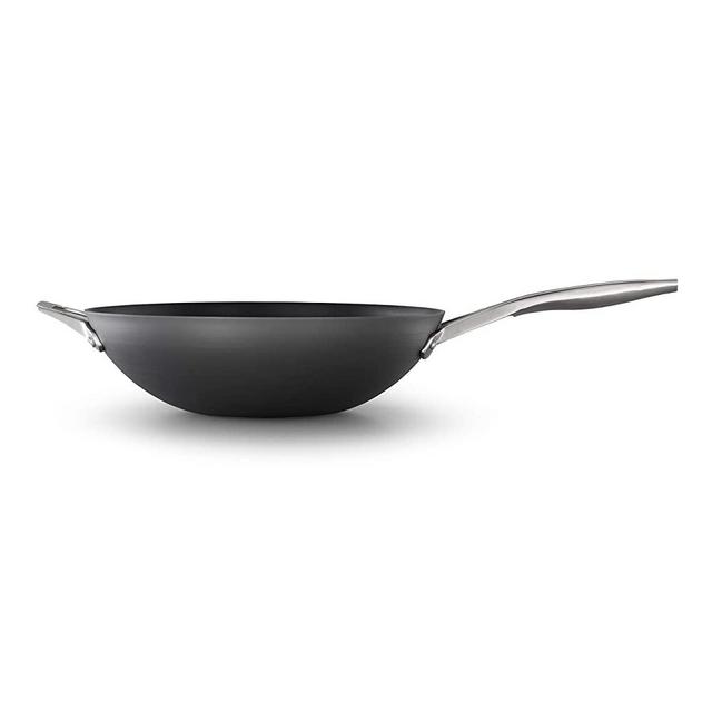 Calphalon Permier 13-Inch Flat Bottom Wok, Black