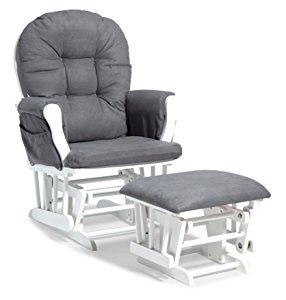 Stork Craft Custom Hoop Glider and Ottoman, White/Grey