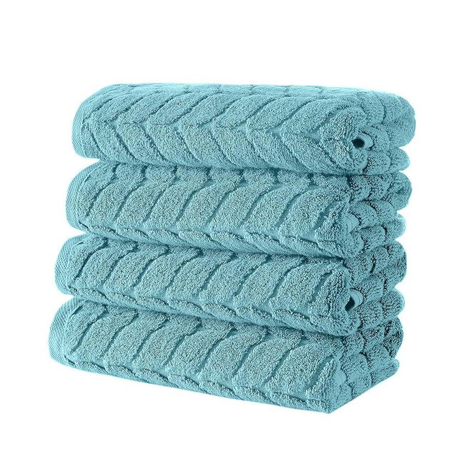 BAGNO MILANO Turkish Cotton Bath Towels, Hand Towels - Soft Plush Jacquard Collection - Highly Absorbent Towel Set (Mint Green, 4 Pcs Hand Towel Set)