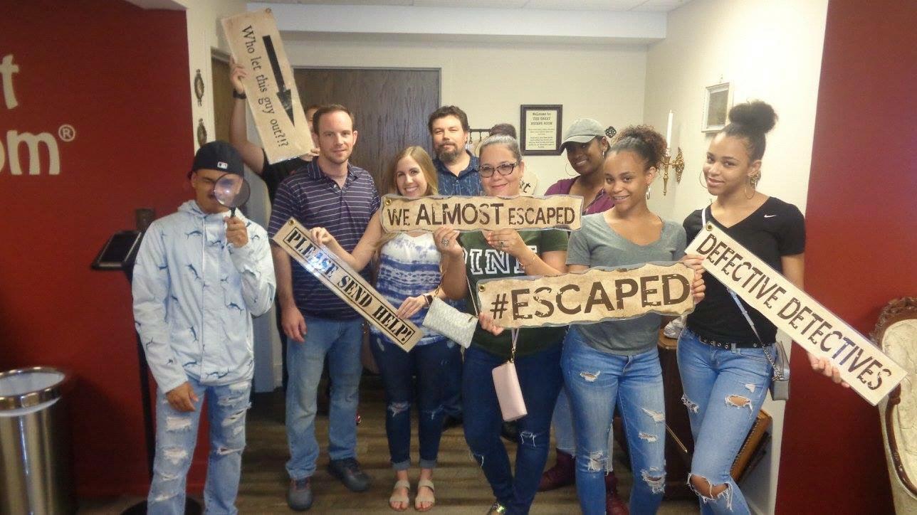A picture from our first date at the Escape Room!