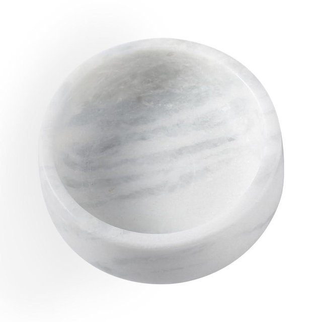 White Marble Dog Bowls, Non-Slip Dog Food Water Bowl Small, Heavy Duty Pet Bowl for Cats and Medium Dogs, Weighted African Natural Marble, Holds 4 Cups(5lbs)