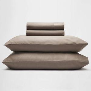 Egyptian Cotton King Bed Sheets - Silk & Snow - Driftwood