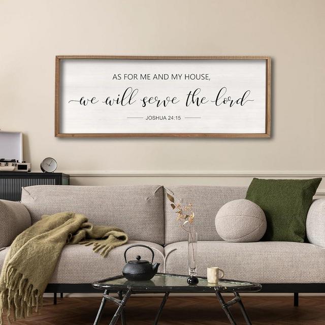 As For Me And My House We Will Serve The Lord Wall Decor 40" x 15" Bedroom Above Bed Sign Large Rustic Farmhouse Wood Framed Bible Verse for Religious Scripture Christian Wall Art (Wood)