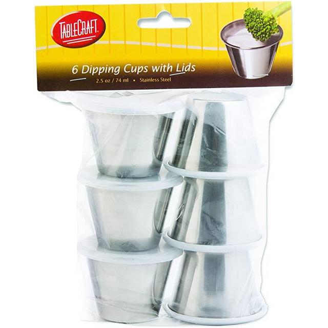 Tablecraft 2.5 oz Dipping Cups with Lids, 6 Pack, Silver