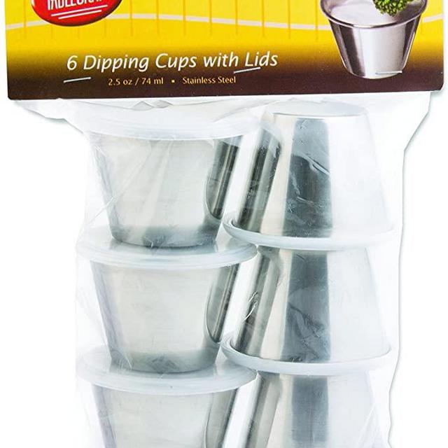 Tablecraft 2.5 oz Dipping Cups with Lids, 6 Pack, Silver