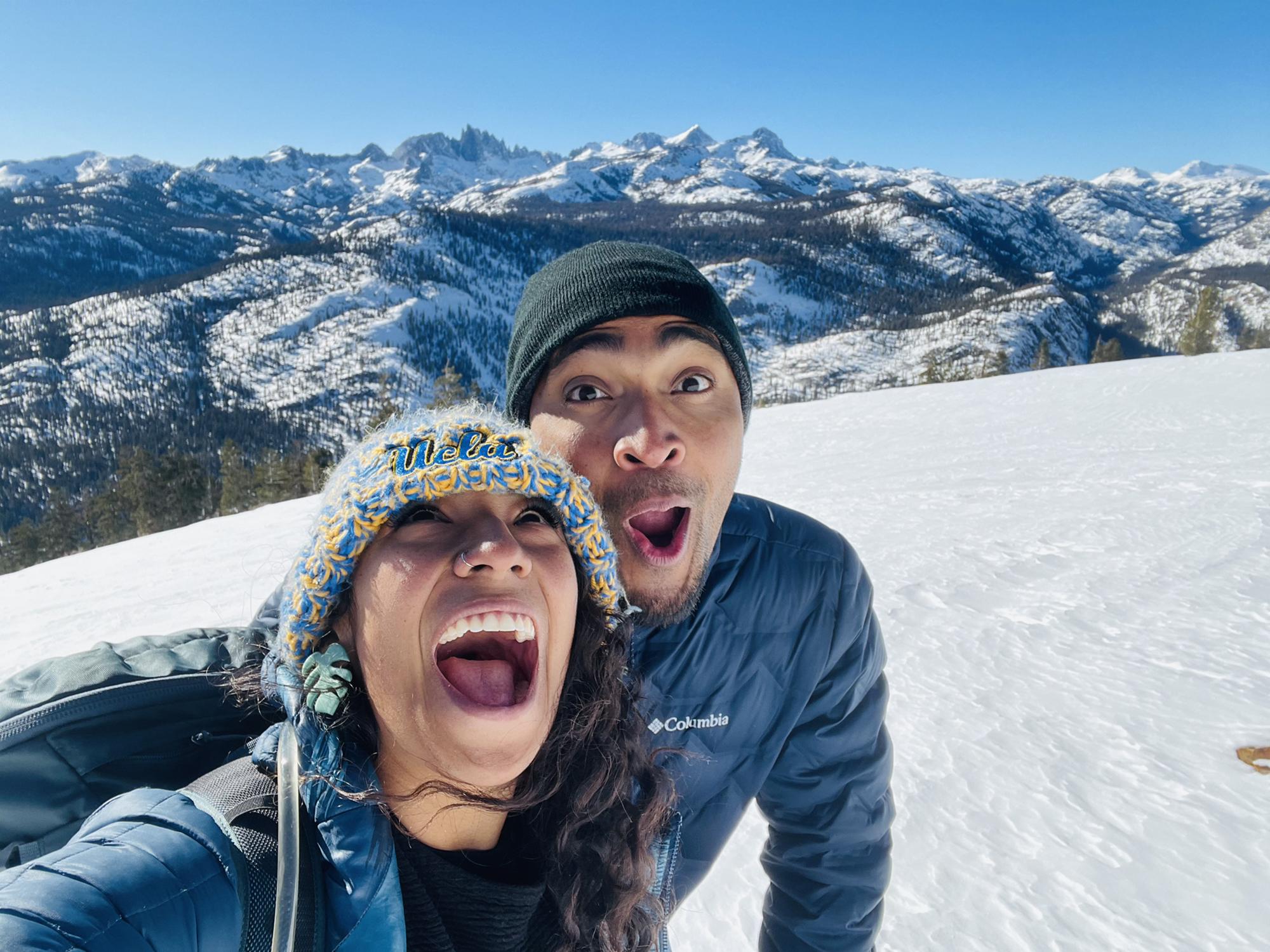 One of our favorite hiking experiences! Snowshoeing with our friends Matt & Krystal in one of our favorite places! Mammoth in the snow overlooking the beautiful snow capped Minarets was incredible!