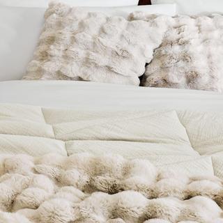 Textured Faux Fur Throw Pillow Cover