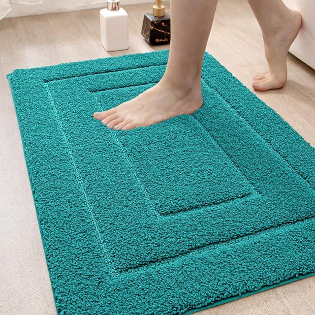 DEXI Bathroom Rug Mat, Extra Soft Absorbent Premium Bath Rug, Non-Slip Comfortable Bath Mat, Carpet for Tub, Shower, Bath Room, Machine Washable, 16"x24", Teal