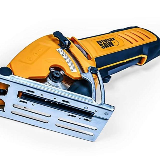 Official ROTORAZER Compact Circular Saw Set DIY Projects -Cut Drywall, Tile, Grout, Metal, Pipes, PVC, Plastic, Copper, Carpet w Blades, Dust Collector & Case AS SEEN ON TV