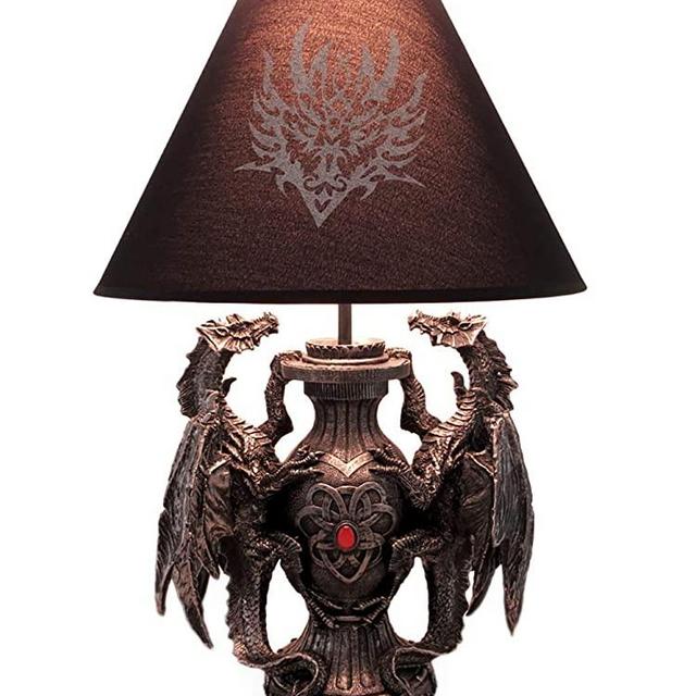 Gothic Guardians of Light Medieval Dragons Table Lamp