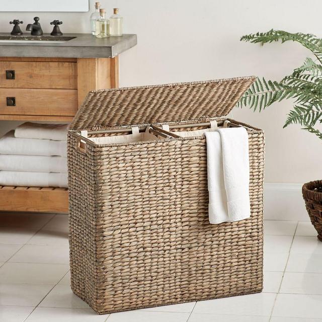 Perry Divided Hamper with Liners, Gray Wash