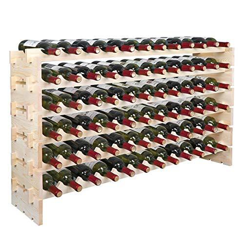 Smartxchoices Stackable Modular Wine Rack Wine Storage Stand Wooden Wine Holder Display Shelves, Wobble-Free, Solid Wood, (Six-Tier, 72 Bottle Capacity) (Wood) (72 Bottle)
