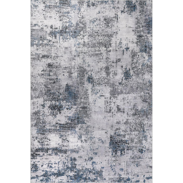 Nuloom Carson SplashGuard Machine Washable Area Rug, 6' x 9', Carson Blue Grey