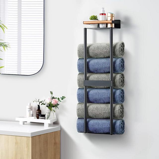 Towel Racks for Bathroom | Bath Organizer with Space-Saving Shelf | Easy Installation Bathroom Accessories Organizer | Bathroom Necessities for Apartment | Multipurpose Bathroom Wall Storage Solution