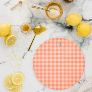 Gingham Round Serving Board
