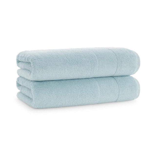Aston & Arden Aegean Terry Bath Towels - Set of 2 - Ringspun Turkish Cotton Thick and Soft Absorbent Luxury Hotel and Spa Bathroom Towel, 600 GSM, 30 x 60 in, Sterling Blue