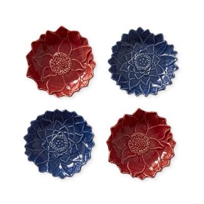 Figural Lotus Mixed Dipping Bowls, Set of 4