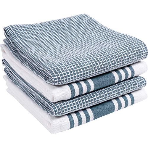 KAF Home Kitchen Towels, Set of 4 Absorbent, Durable and Soft Towels | Perfect for Kitchen Messes and Drying Dishes, 18 x 28 – Inches, Blue