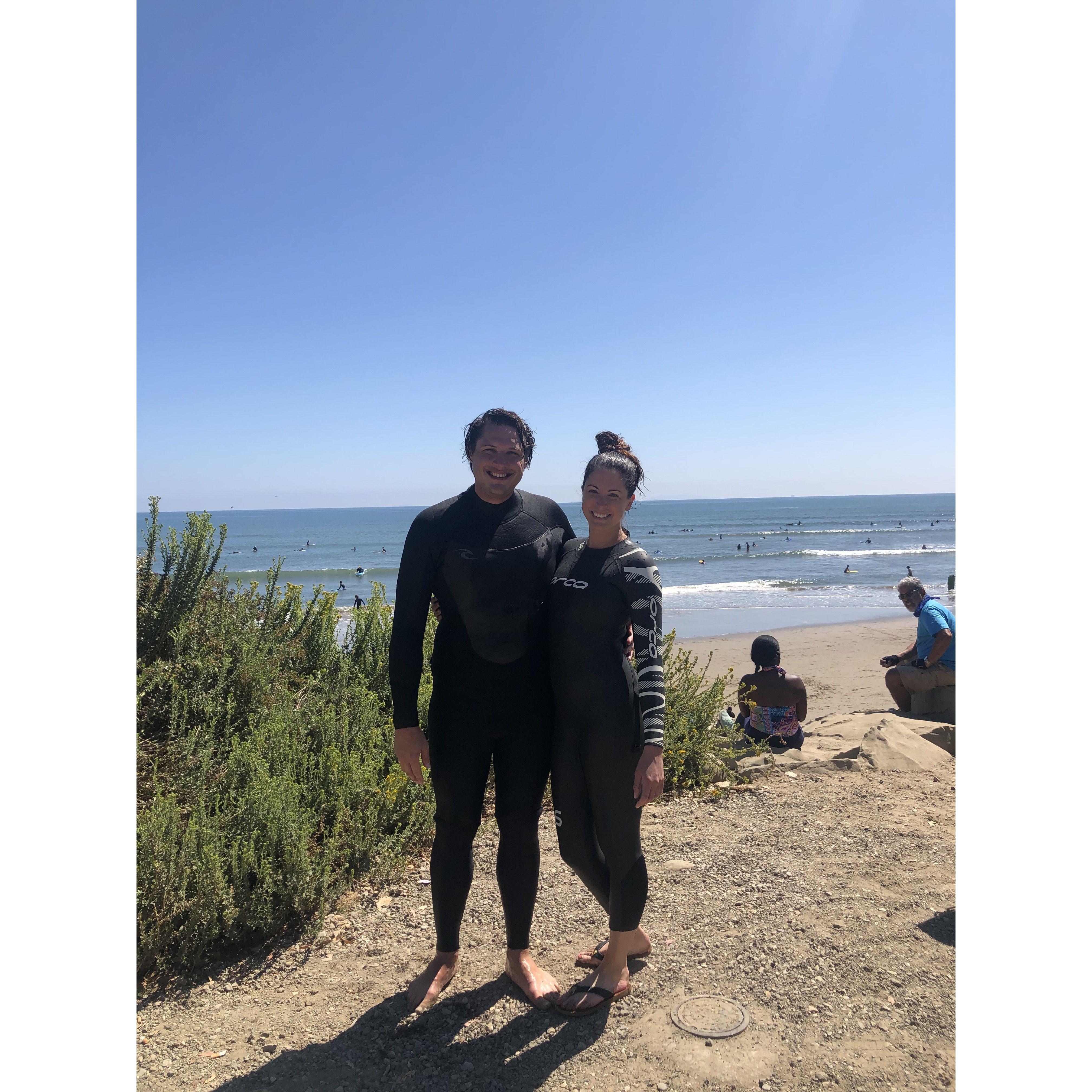 Our 1st surf lesson at Mando's Beach. Still a fav spot!